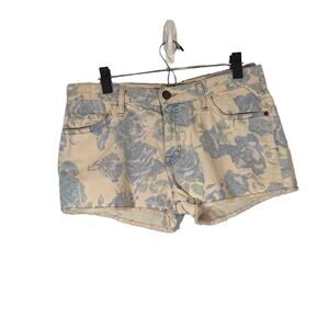 Current/Elliott Blue Rose Floral Print Boyfriend Denim Shorts Women Size 27